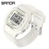 SANDA White Fashion Women's Watches Waterproof LED Digital Watch for Female Clock Ladies Sport Wristwatch relogio feminino 293 210616