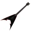 Black V shaped electric guitar with red binding,Floyd Rose,rosewood fretboard,can be customized as request