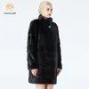 Naturalne norek Futro Panie Panie Winter Coat może ustawić długość ubrań, można dostosować duży rozmiar 6XL7XL 210910