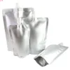 Eco Metallic Juice Packaging Väskor Stå upp Aluminium Mylar Spout Pouches 50st Utomhus Bröstmjölk Förvaring med Funnelgoods