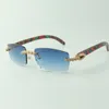 2022 Lunettes de soleil de diamant en diamant 3524012 avec des bâtons en bois de paon naturel Loupes 30 épaisseur2807752