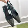 Bayan Tasarımcı Sandalet G Slingback Topuklu Pompa Sığ Ağız Yüksek Topuk Nefes Örgü Rhinestones Kristalleri ile Köpüklü Motif Nedime Parti Ayakkabı
