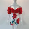Women Short Set Floral Tie Front Crop Short Top & Mini Shorts Skirts Set Summer Suit 210521