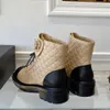 Heavy duty Beige chunky platform boots leather lace-up shoes combat boot chains buckle low heel Martin booties ankle luxury designers brands shoe factory footwear