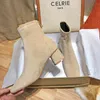 Women Winter Boots Faux Suede Leather Zipper Black Beige Fashion Brand Platform Square High Heels Ankle Boots Women Shoes 210520