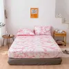 Напечатанный мраморный кровать встроенный листовой матрас наматывает четыре угла кровать простыни с опоройной лентой Без наволочек 210626