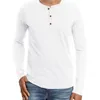 T-shirt Henley manica lunga nera Uomo Moda T-shirt slim fit manica raglan Homme Casual Premium Cotton Tops Tees Camisetas 210522