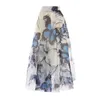 Vintage Print Skirt For Women High Waist Hit Color A Line Korean Midi Skirts Female Fashion Clothing 210521