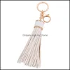 GAFT EVENT FESTICE PARTY Supplies Home Garden Car Leather Key Chain Fashion Mticolor Tassel Keychain Zink Eloy Metal Keyring Christmas G