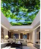 Fresh bamboo forest bedroom ceiling mural modern wallpaper for living room