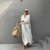 Dames Badmode 2021 Boho Wit Strand Cover Chiffon Badpak Cover-UPS Plus Size Wear Kimono Jurk Dames Zomerzwempak omhoog