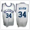 Hillcrest # 34 Ray Allen bule maglia da basket bianca cucita maglie personalizzate con qualsiasi nome numerico