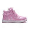 Bambini Stivali da ragazze invernali 4-10 anni Bambini Scarpe calde Peluche Fash Flats for Child Girl Size 27-37, Rosa, Nero HT005 220211