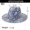 Moda cappelli di feltro di lana Fedora a tesa larga per le donne Pelle di serpente fascia a strisce berretto da jazz uomo primavera inverno cappello Panama cappelli stile Fedora e borsalino