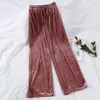 Velours Frauen Hosen Solide Chic Koreanische Stil Kordelzug Mujer Pantalones Herbst Winter Hosen 17935 210415