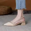 Chaussures habillées pointues talon carré sandales bureau emplois moraillon femme 2021 pour femmes été mode haute Zapatillas Mujer