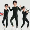 Set da corsa 2 pezzi per bambini compressione strato base Survêtement calcio basket pantaloni da allenamento calcio pantaloncini collant sportivi leggings