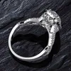 Huangyu Luxury Wedding Sterling Silver3 Carat Pearsees Moissanite Gem Wedding Ring Boutique Jewelry Wholesale