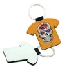 DHL Double face sublimation Blanks Keychain Party Faven Pu Leather Chain pour le transfert de chaleur du bricolage de Noël