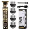 Máquina de cortar cabelo elétrica Barbeador de cabeça de aço masculino Aparador de cabelo dourado com ferramentas de estilo USB