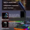 Computer USB Microphone RGB Basis HD Geluidskaart met luidspreker Headset Jack Free Drive Ruisonderdrukking Roteren Ontvanger