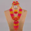 opaque red and champagne gold ab costume necklace african wedding beads jewelry set crystal 6CLS H1022