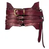 Masques de fête Tête en cuir en métal médiéval Ceinture sculptée Costume Larp Accessoire Hommes Femmes Viking Knight Cosplay Ceinture Boucle Sangles pour Adulte