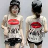 Europa Style Summer Fashion Donna O Collo maniche corte Red Lip Stampa T-Shirt Tee Donna Pullover Casual Tops Tees 210428