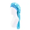 Bonnet de couchage en satin élastique pour femmes, couleur bonbon, long, surdimensionné, avec ruban, turban respirant, couvre-chef, Bandanas