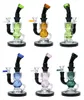 Vintage 8inch Recycler Glass Bong Water Smoking Hookah pipe couleur noire Matrix perc Bubbler Heady Oil Dab Rigs peut mettre le logo du client