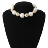 Collier Punk cubain en acrylique pour hommes et femmes, chaîne épaisse en perles baroques blanches, gros maillons perlés, bijoux Steampunk de haute qualité