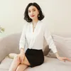 Koreansk mode Chiffon Blouse Shirt Elegant Kvinnor Långärmad Blusar Kvinna V-Neck Vit Ol Plus Storlek Blusas Mujer de MODA 210531