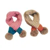 Faux Fur Kids Scarf for Boys Girls Knitted Plaid Pompom Winter Children Scarfs Unisex Kids Neck Warmers Scarves Baby Accessories