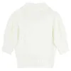 [EAM] Kobiety White Casual Haft Knitting Floral T-Shirt Lapel Three-Quarter Sleeve Moda Wiosna Lato 1DD7994 21512