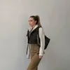 Stylowe kieszenie pikowania Przycięte kamizelki Moda Pojedynczy Breasted Army Green Turn-Down Collar Płaszcze Kobiety Lace Up Argyle Lady Kamizelka 210521