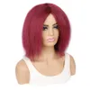 Mixed Real Hairs Wig Headgear Wine Red Fluffy Explosive Headgear Short Afro Hair Wigs