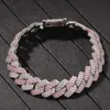 Two Tone Miami Cuban Link Tennis Chain Armband Nytt Mode Hip Hop Vit Rosa AAA Cubic Zirconia Ice Out Kan Öppna Lås Män och kvinnor Bling CZ Rapper Smycken Presenter