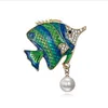 Broche poisson de natation épingles en émail vert hommes costume Corsage pour femmes filles chemise col robe broches