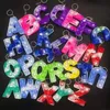 26 Letters / Set Kerstmis Gunst Sensory Fidget Pop Bubble Poppers Kid Puzzel Speelgoed Sleutelhanger Alfabet Vorm Push Bubbles Letters Sleutelhanger Toy