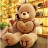 100cm Big i Love You Teddy Bear Plush Toy Lovely Huge Stuffed Soft Bear Doll Lover Bear Kids Toy Birthday Gift for Girlfriend Q0727