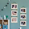 7 inch combinatie 3 verbonden muur opknoping po frame eenvoudige massieve houten clip papier foto houder woondecoratie hout frame 210611