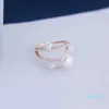 Cluster Rings SOELLE Fashion Real 925 Sterling Silver 4 Natural Pearls Line Finger Ring Micro Cubic Zirconia Stones Women Fine Brand Jewelry