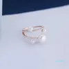 Clusterringar Soelle Fashion Real 925 Sterling Silver 4 Naturlig Pärlor Linje Finger Ring Micro Cubic Zirconia Stones Kvinnor Fina Brand Smycken