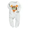 Tiger Baby Boys Pajacyki Długie Rękaw Piżamy Body Garnitury Babywear Babywear Sleep Worek Szary Bebe Ropa 210413