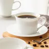 Luxury Porcelain European Coffee Set White Small Bone China High Tea Cup with Saucer Xicara De Cafe Home Drinkware 50CC