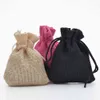 수제 황마 선물 쥬얼리 포장 결혼식 호의 가방 7x9cm 린넨 삼베 Drawstring 커피 콩 귀걸이 50pcs에 대 한 파우치