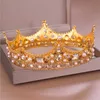 Vintage Crystal Queen King Tiara Crown Bridal Baroque Diadeem voor Vrouwen Pageant Prom Headpiece Wedding Head Sieraden Accessoires X0625