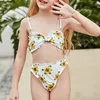 Bloemprint Bikinis String Girl Bathing Sweet Swimsuit Kinderen 2 stuk Pakken Zomer Bikini Set Kids Badmode