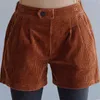 Tataria 5XL Pantalones cortos de pana de cintura alta para mujer Otoño Invierno Tallas grandes Streetwear Vintage con bolsillos 210514