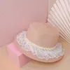 Kids Girls Hats Fashion Summer Lace Flowers Caps Breathable Straw Hat Elegant Sunhat Lovely Baby Bonnet Wide Brim Delm22